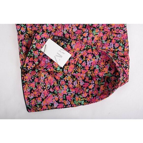 Zara Womens Mini Skirt Draped Ruched M Pink Black - Picture 7 of 8